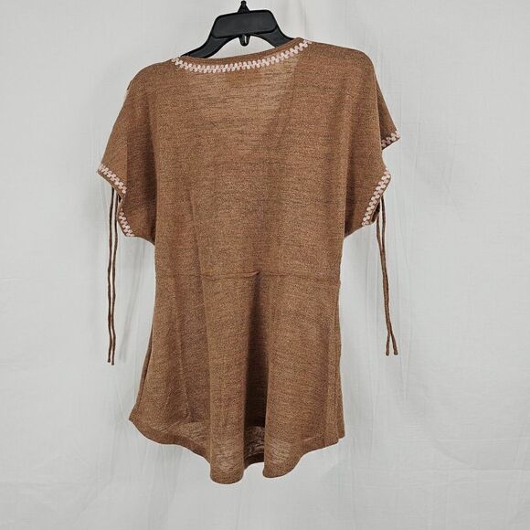 Savanna Jane Tan Embroidered Babydoll Knit Relaxed Fit Women's Size Small Nwt - Picture 9 of 9